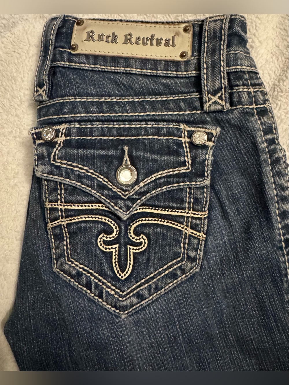 Rock Revival Celine Women's Dark Blue Bootcut Jeans with Embroidered Back Pocket